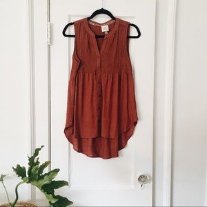 Knox Rose• Boho Rusty Red Button Up Tank Blouse